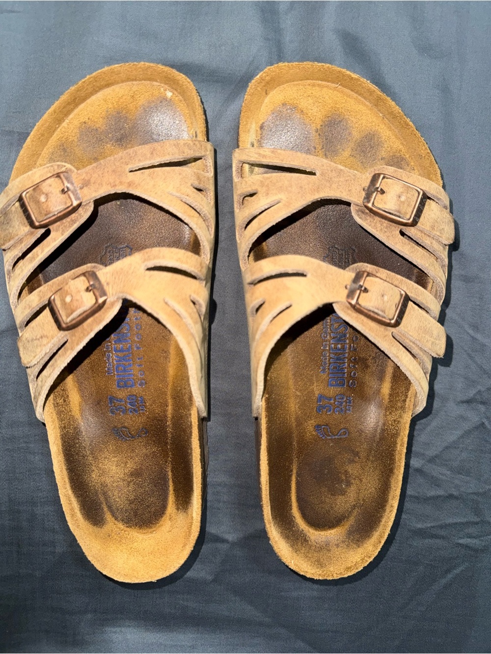 Birkenstock Women’s Brown Suede Double-Buckle Slide Sandals Size 37